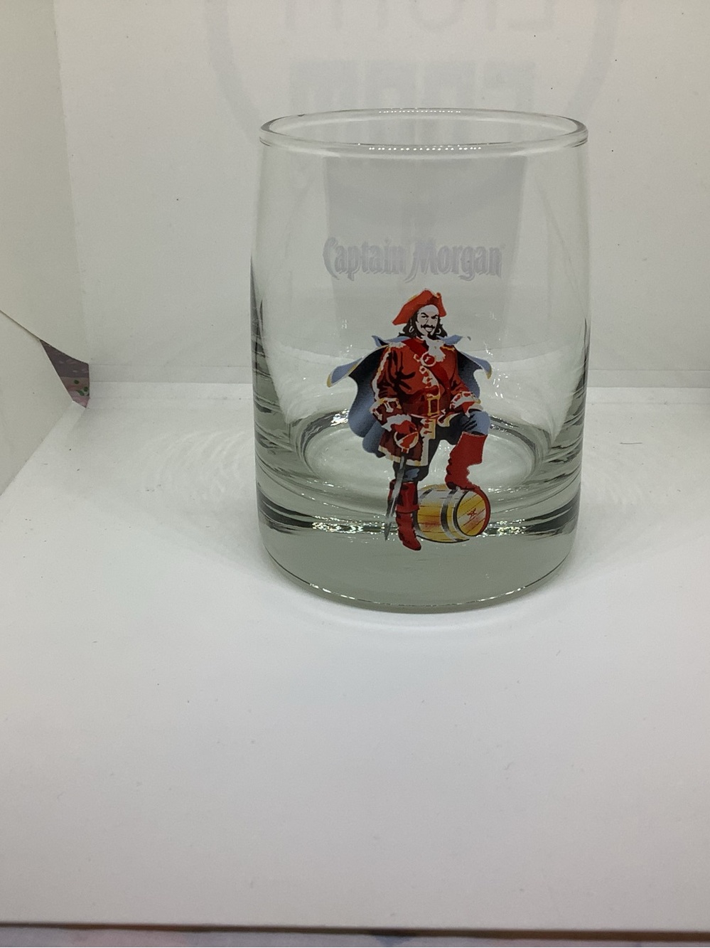 Captain Morgan Branded Rocks Glass with Pirate Logo Vintage Weighted Bottom